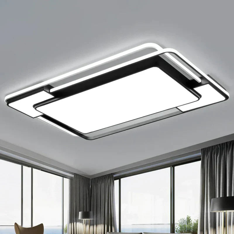 Modern Splicing LED Flush Mount Acrylic Living Room Flushmount Ceiling Light in Black - Black - Clearhalo - &