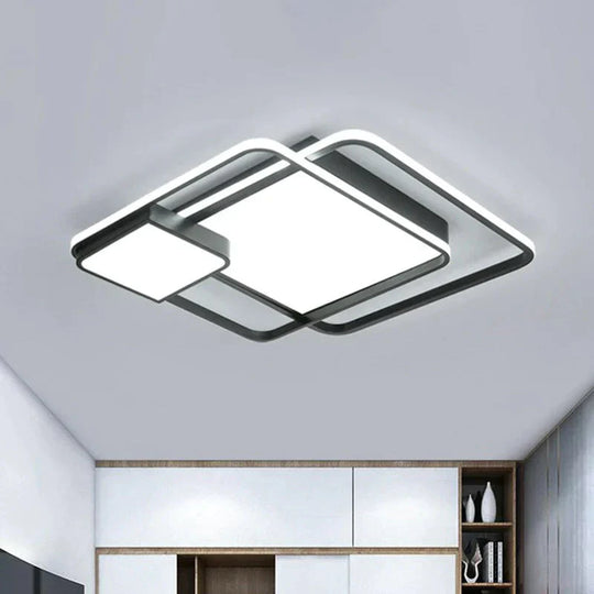 Modern Splicing LED Flush Mount Acrylic Living Room Flushmount Ceiling Light in Black - Black - Clearhalo - &