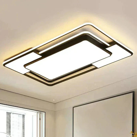 Modern Splicing LED Flush Mount Acrylic Living Room Flushmount Ceiling Light in Black - Clearhalo - &