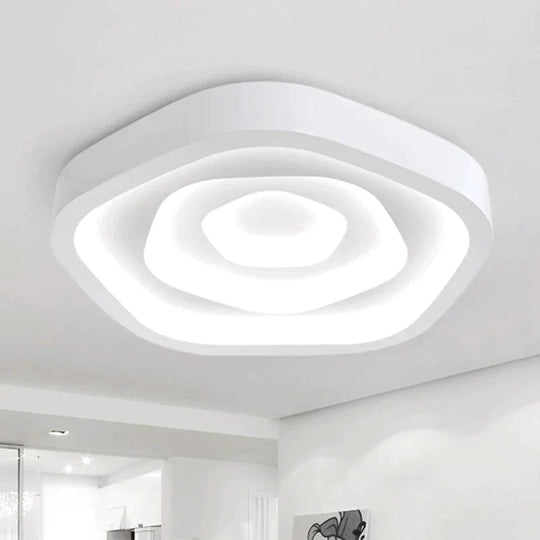 Pentagonal Led White Flush Mount Ceiling Light For Living Room