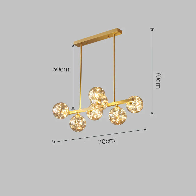 Crystal Living Room Chandelier All Copper Creative Star Led 7 Heads / Trichromatic Light Pendant