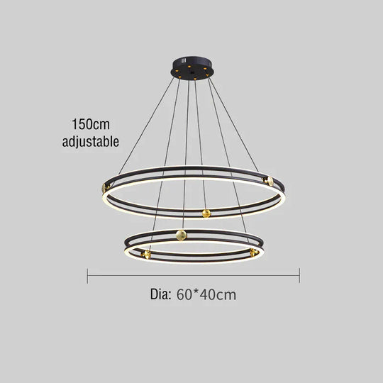 Simple Living Room Chandelier Aluminum Annular Ring Pendant
