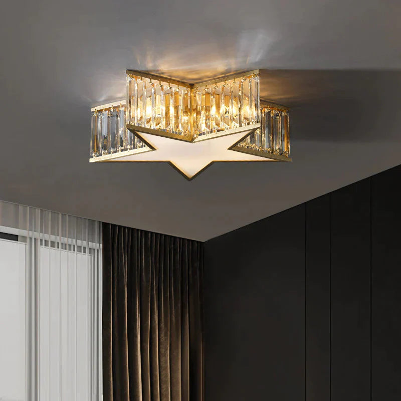 Nordic All - Copper Crystal Bedroom Study Room Lamp Ceiling