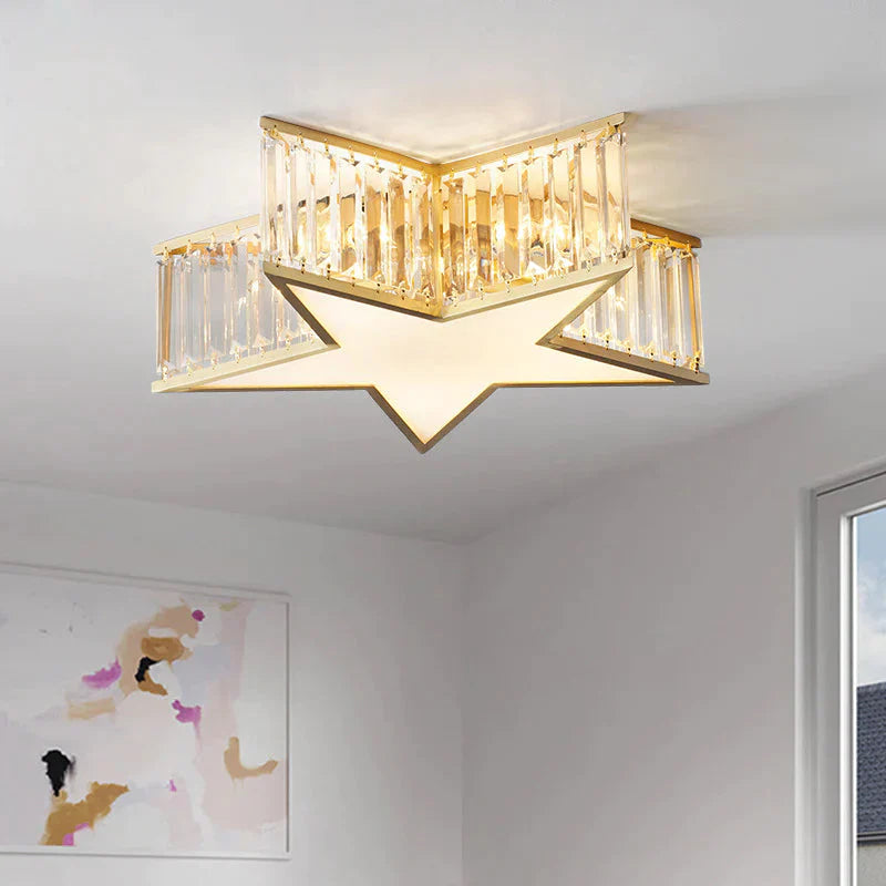 Nordic All - Copper Crystal Bedroom Study Room Lamp Ceiling