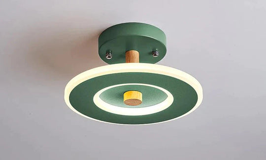 Nordic Wind Log Simple Creative Room Led Ceiling Lamp B Green / Led Tricolor Light