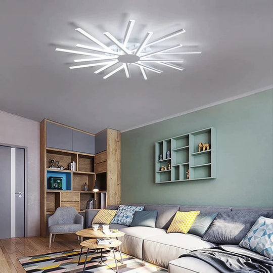 Minimalist Led Semi Flush Light For Living Room In White