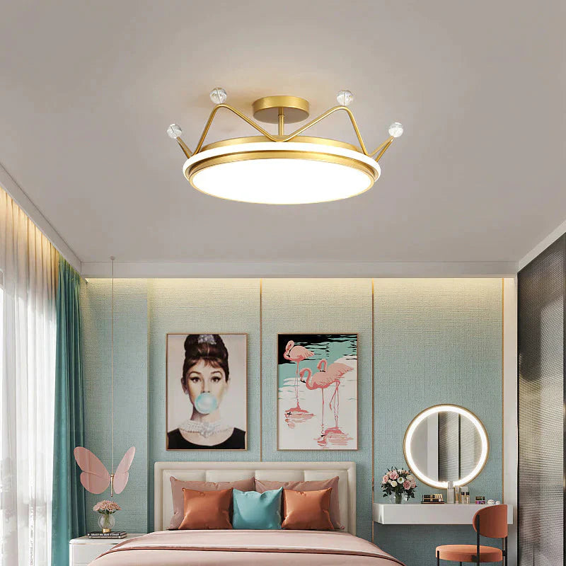 Golden Crown Chandelier Simple Modern Room Lamp Pendant