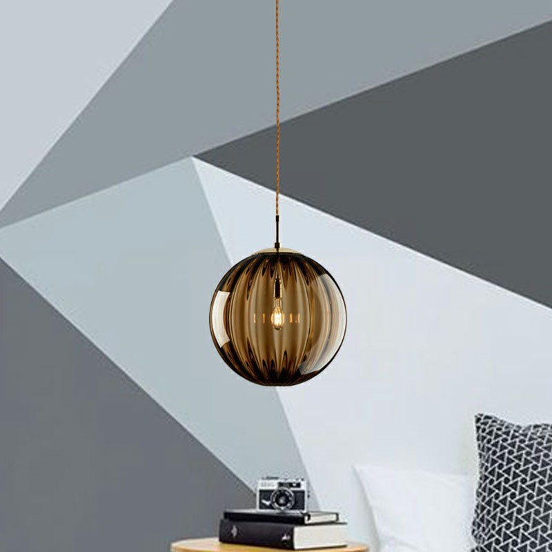 Autumn - Modern Glass Pumpkin Ball Shaped Pendant 1 - Light Hanging Light Fixture For Dining Room