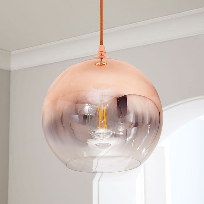 Ancha - Modern Glass Globe Pendant Light Rose Gold Finish 1 - Light Hanging