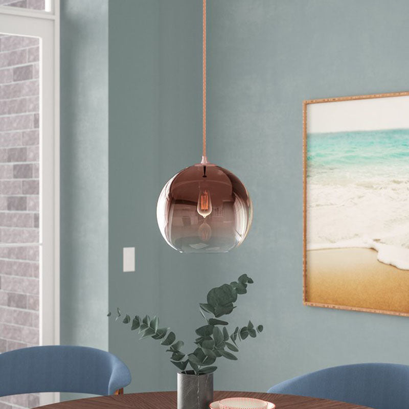 Ancha - Modern Glass Globe Pendant Light Rose Gold Finish 1 - Light Hanging