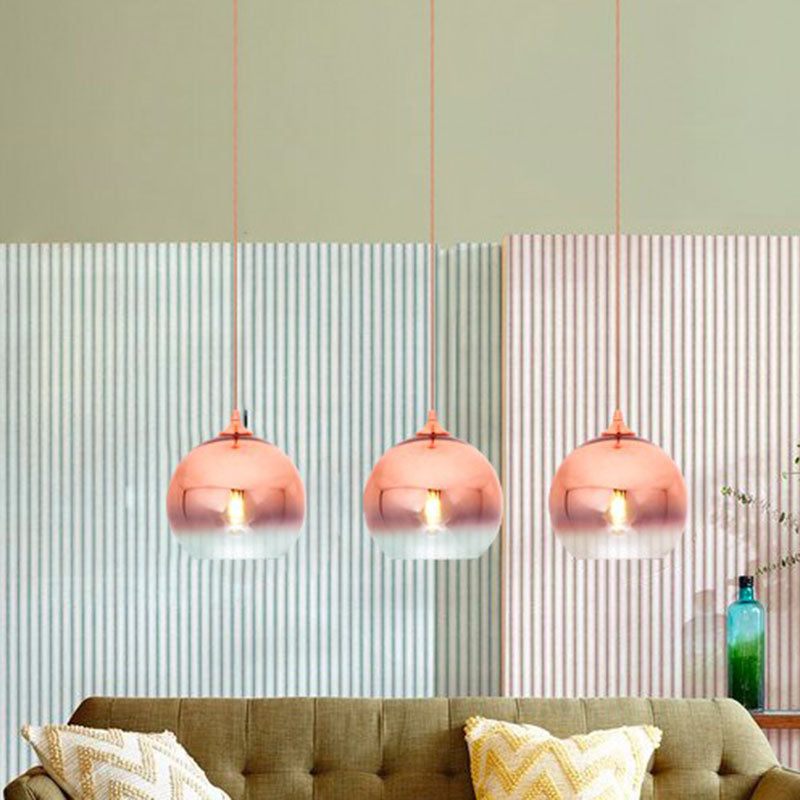 Ancha - Modern Glass Globe Pendant Light Rose Gold Finish 1 - Light Hanging