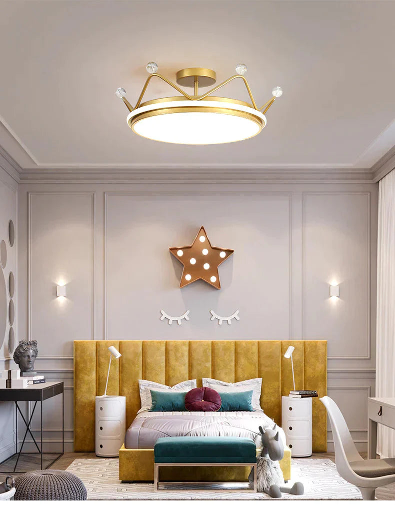 Golden Crown Chandelier Simple Modern Room Lamp Pendant