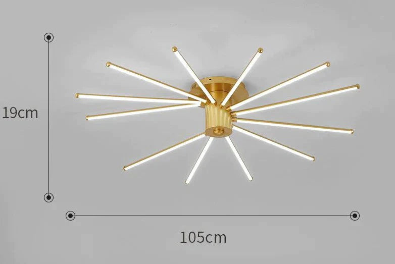 Contemporary Simple Creative Living Room Led Revolving Fireworks Ceiling Golde 12 White Light