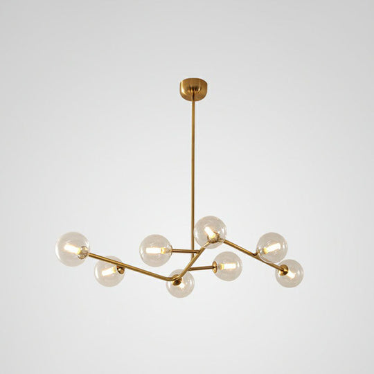 8 - Light Brass Finish Molecular Chandelier With Glass Ball Shades For Simple Yet Elegant