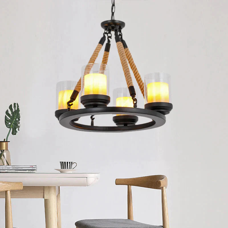 Rustic Style Wagon Wheel Metal Chandelier 6/8/10 Lights Dining Room Hanging Light In Black