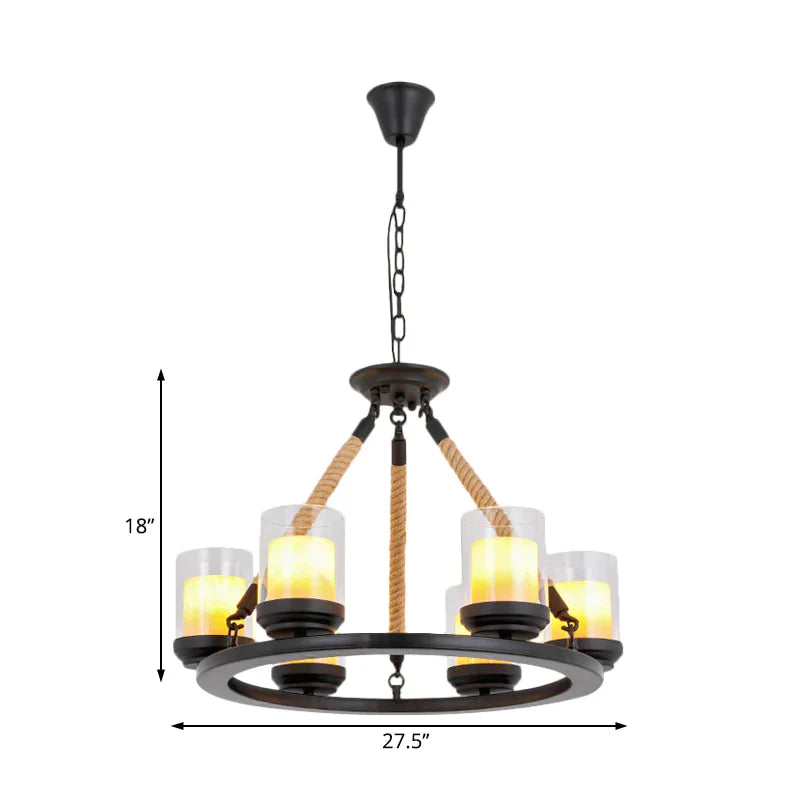 Rustic Style Wagon Wheel Metal Chandelier 6/8/10 Lights Dining Room Hanging Light In Black