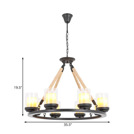 Rustic Style Wagon Wheel Metal Chandelier 6/8/10 Lights Dining Room Hanging Light In Black