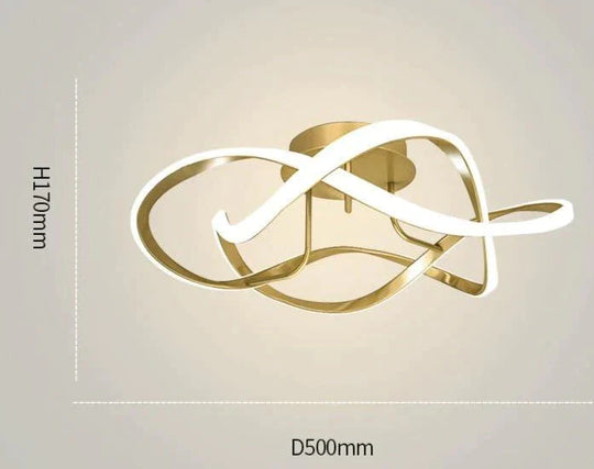 New Light Luxury Bedroom Lamp Room Ceiling Golden 50Cm Trichromatic Light