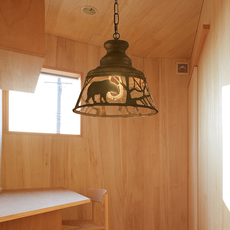Sterope Ii - Rustic 8/12/18 W Tapered Hanging Ceiling Light Country Metal 1/2 Lights Restaurant