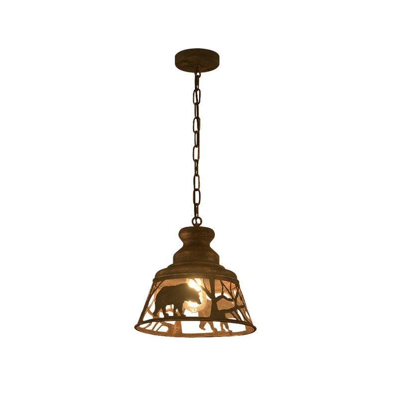 Sterope Ii - Rustic 8/12/18 W Tapered Hanging Ceiling Light Country Metal 1/2 Lights Restaurant