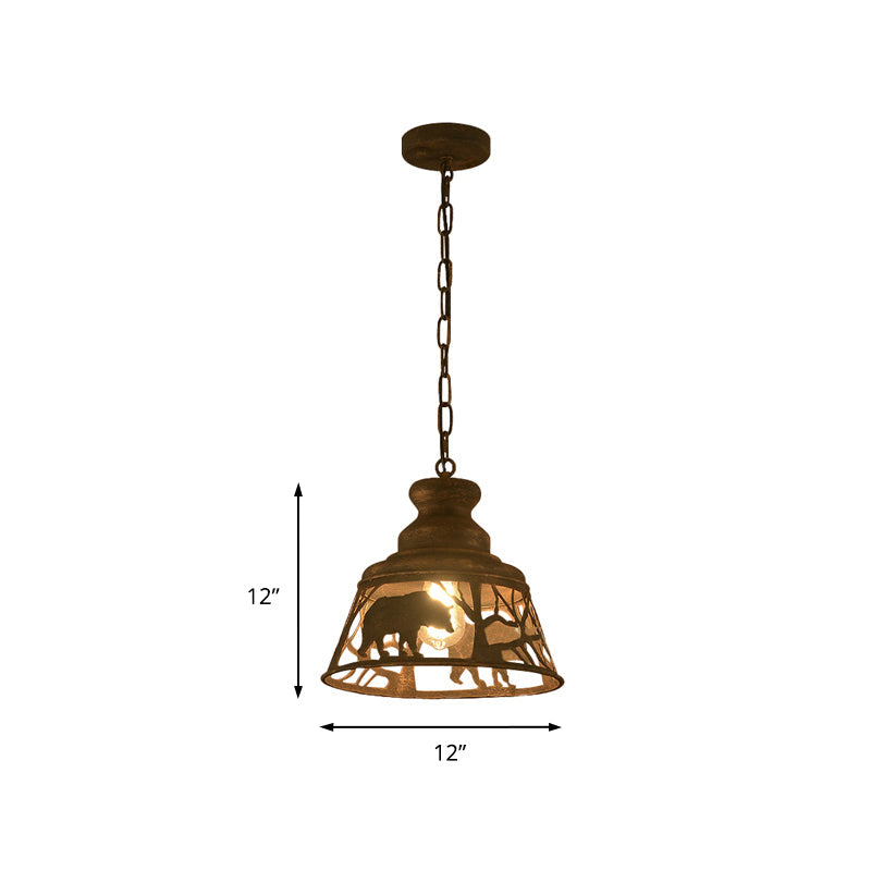 Sterope Ii - Rustic 8/12/18 W Tapered Hanging Ceiling Light Country Metal 1/2 Lights Restaurant