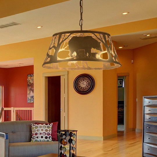Sterope Ii - Rustic 8/12/18 W Tapered Hanging Ceiling Light Country Metal 1/2 Lights Restaurant