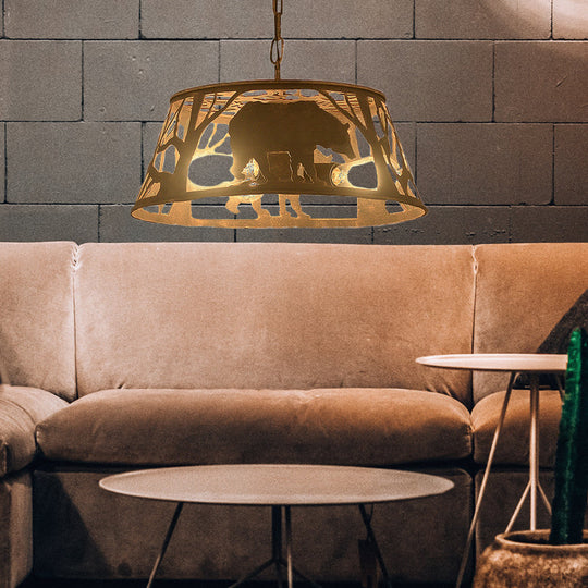 Sterope Ii - Rustic 8/12/18 W Tapered Hanging Ceiling Light Country Metal 1/2 Lights Restaurant