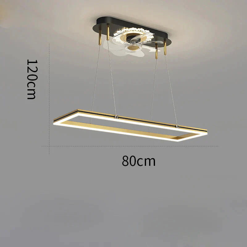 Nordic Luxury Fan Chandelier Living Room Rectangular Simple Dining Bedroom Ceiling Lamps Black /