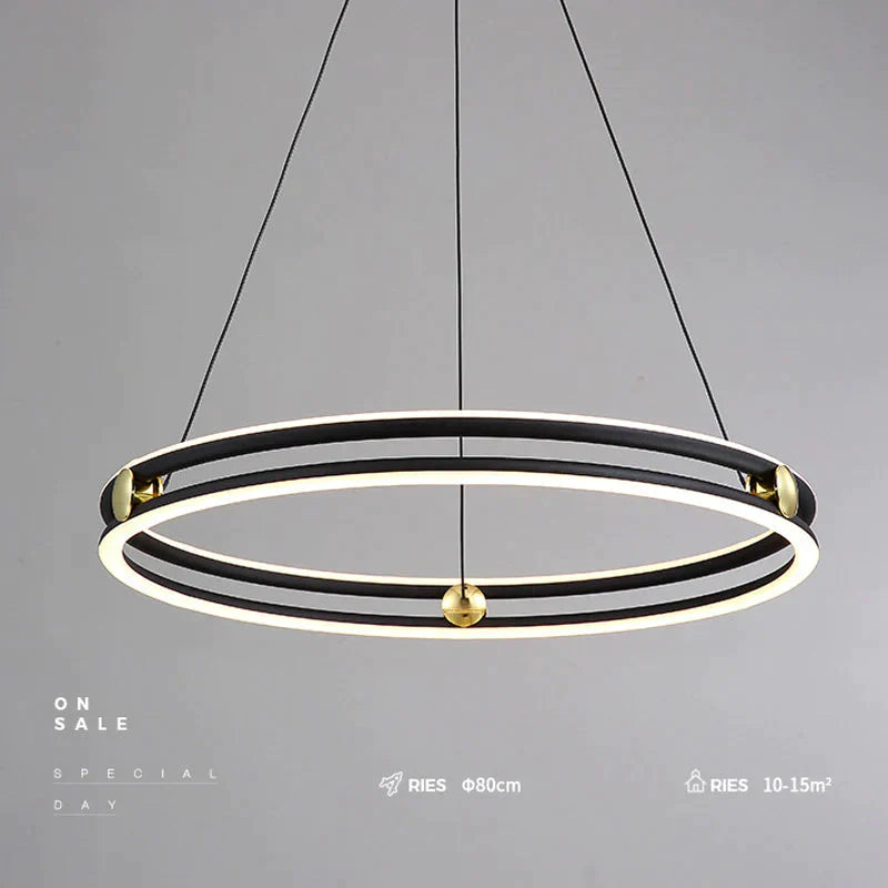 Simple Living Room Chandelier Aluminum Annular Ring Pendant