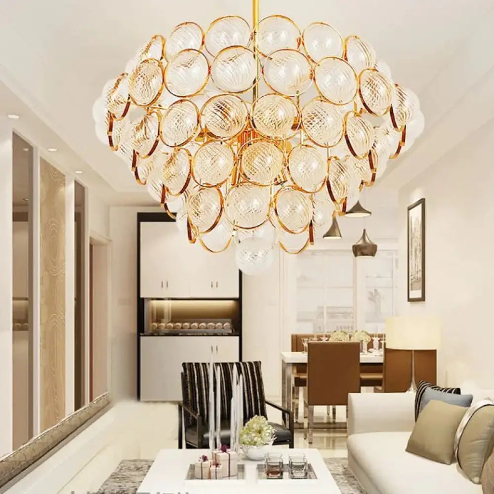 23.5’/33.5’ Wide Bubble Chandelier Lamp Modernism Crystal Beige Led Pendant Lighting Fixture