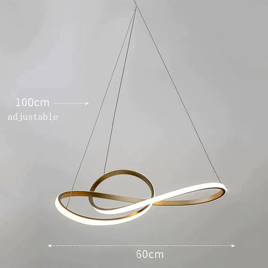Light Luxury Simple Golden Circle Chandelier Led Nordic Modern Special - Shaped Gold 60Cm - Warm
