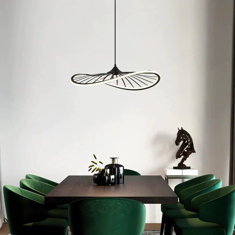 Simple Ring Shaped Chandelier Led Modern Fan Black / 41Cm Trichromatic Light Pendant