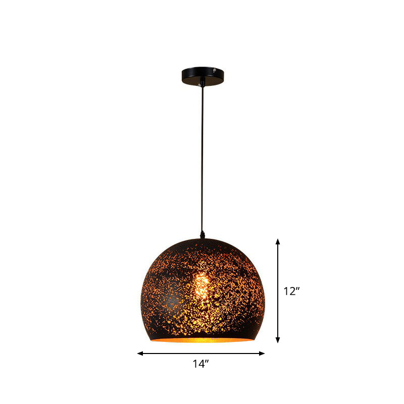 Nora - Retro Hollow - Out Metal Pendant Lighting 1 - Light Black Finish Suspension Light For