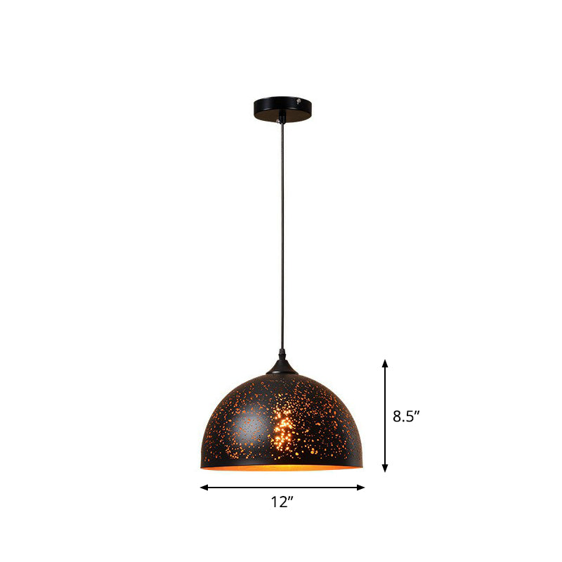 Nora - Retro Hollow - Out Metal Pendant Lighting 1 - Light Black Finish Suspension Light For