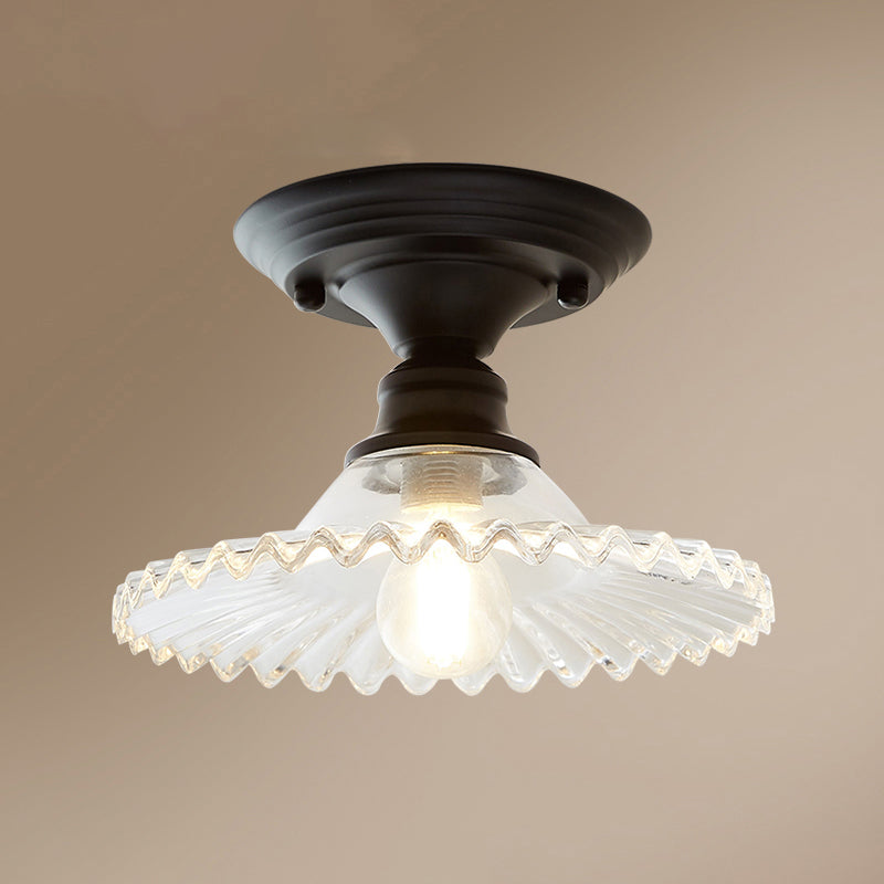 Panalope - Vintage Glass Radial Mini Ceiling Lighting: 1 - Light Balcony Semi Flush Clear