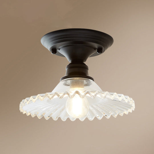 Panalope - Vintage Glass Radial Mini Ceiling Lighting: 1 - Light Balcony Semi Flush Clear