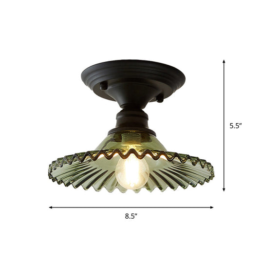Panalope - Vintage Glass Radial Mini Ceiling Lighting: 1 - Light Balcony Semi Flush