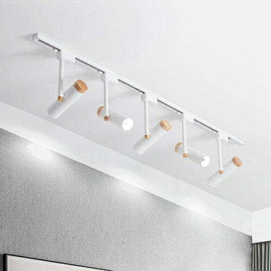 Nordic Tubular Metallic Spotlight With Wood Cap Ceiling Lamp