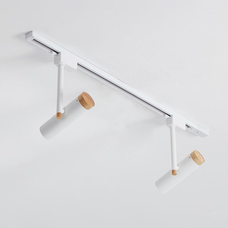 Nordic Tubular Metallic Spotlight With Wood Cap 2 / White Ceiling Lamp