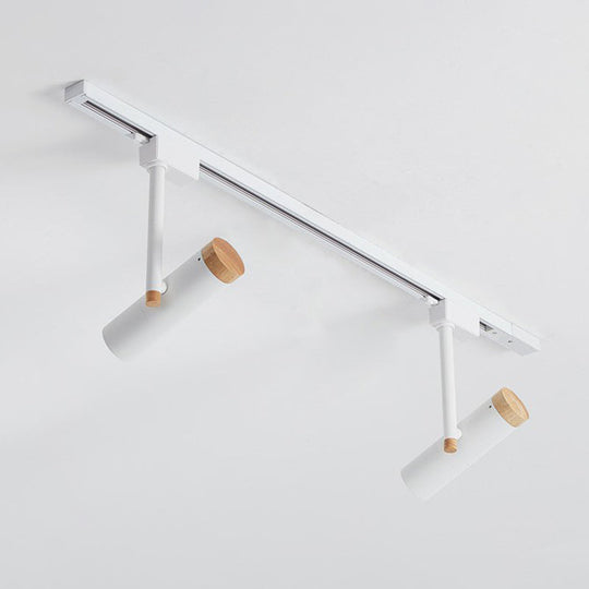 Nordic Tubular Metallic Spotlight With Wood Cap 2 / White Ceiling Lamp