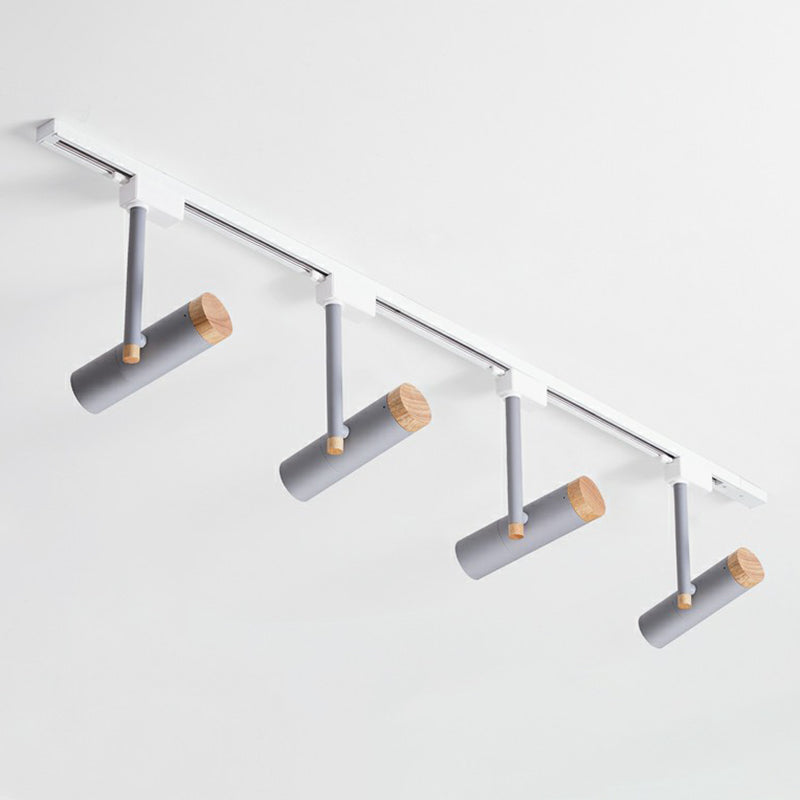 Nordic Tubular Metallic Spotlight With Wood Cap 4 / Grey Ceiling Lamp