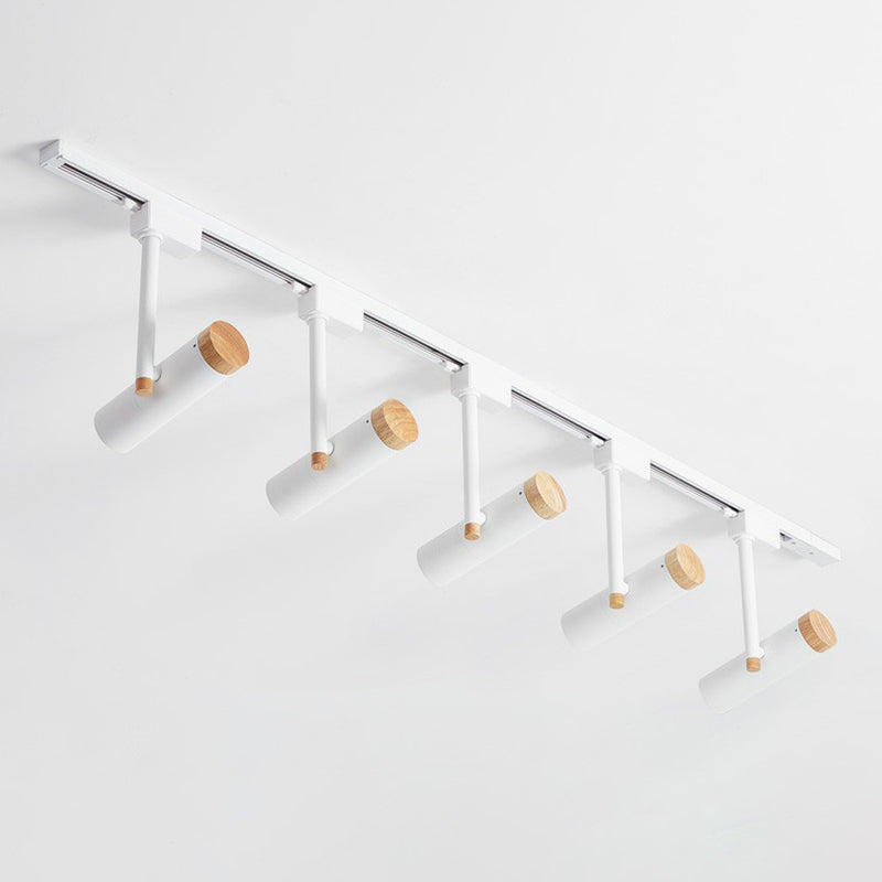 Nordic Tubular Metallic Spotlight With Wood Cap 5 / White Ceiling Lamp