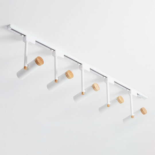 Nordic Tubular Metallic Spotlight With Wood Cap 5 / White Ceiling Lamp