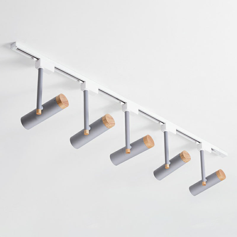 Nordic Tubular Metallic Spotlight With Wood Cap 5 / Grey Ceiling Lamp