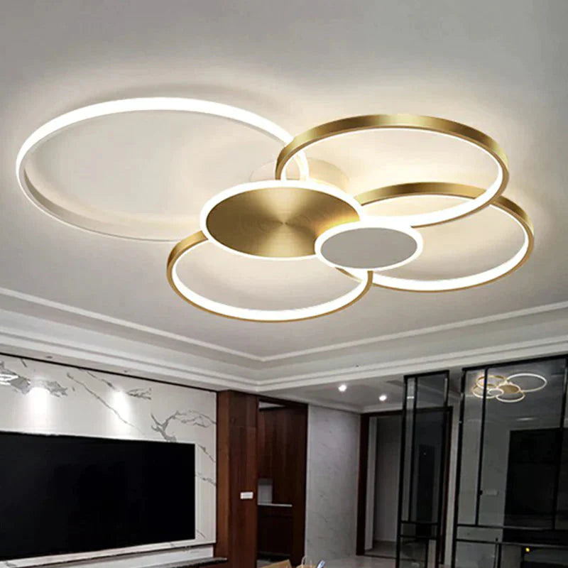 Metal Circular Flush Ceiling Light Modern LED Flush Mounted Lamp for Living Room - Clearhalo - &