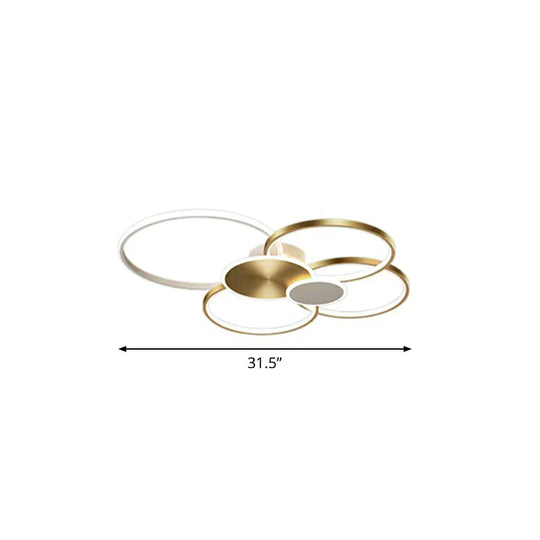 Metal Circular Flush Ceiling Light Modern LED Flush Mounted Lamp for Living Room - Gold - 31.5" - Remote Control Stepless Dimming - Clearhalo - &