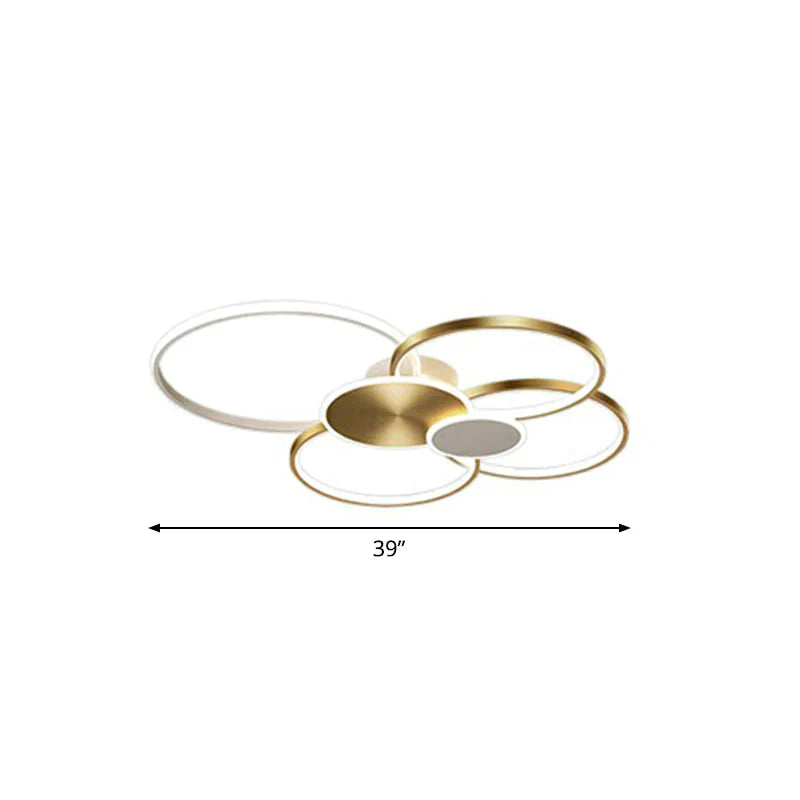 Metal Circular Flush Ceiling Light Modern LED Flush Mounted Lamp for Living Room - Gold - 39" - White - Clearhalo - &