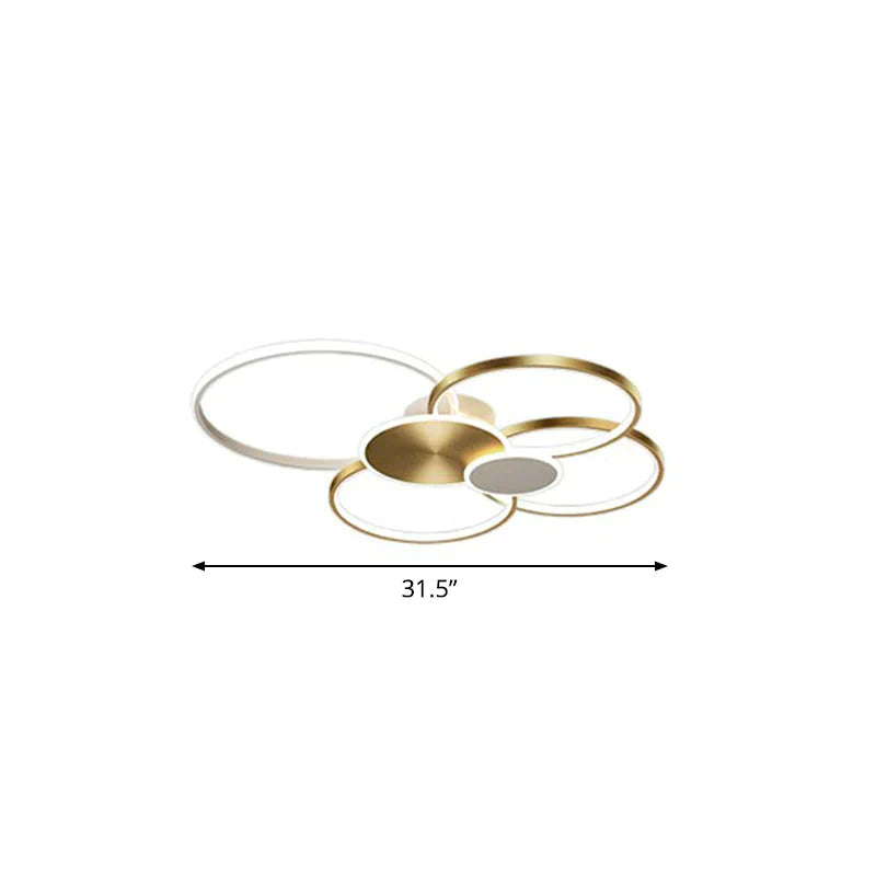 Metal Circular Flush Ceiling Light Modern LED Flush Mounted Lamp for Living Room - Gold - 31.5" - White - Clearhalo - &