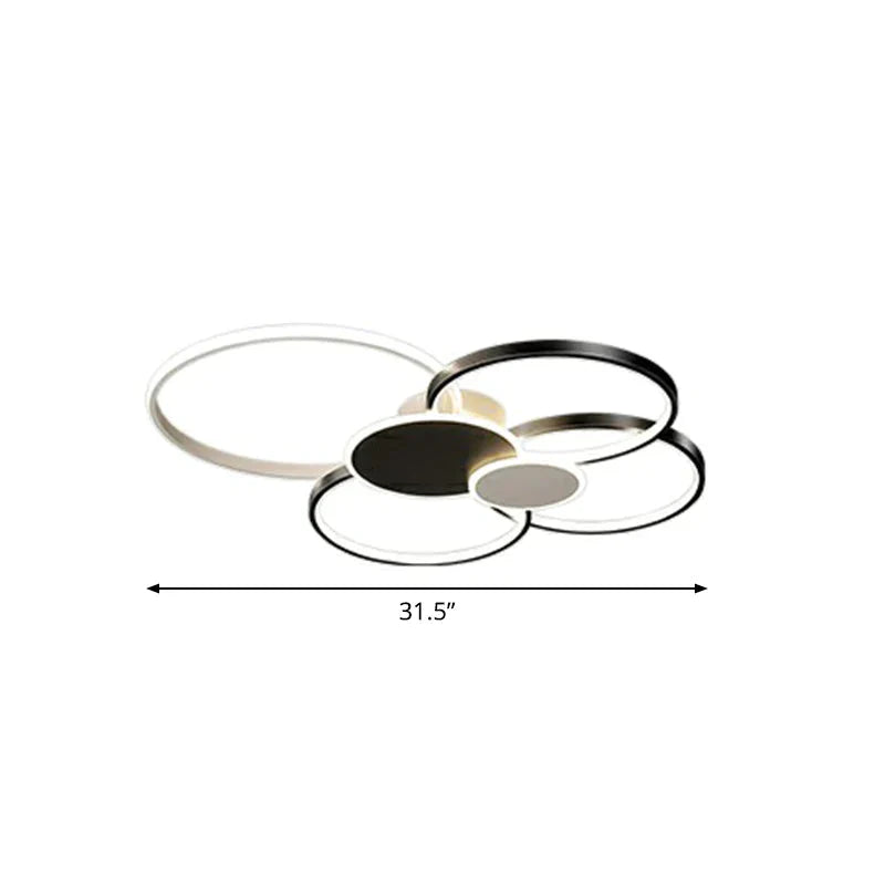 Metal Circular Flush Ceiling Light Modern LED Flush Mounted Lamp for Living Room - Black - 31.5" - Remote Control Stepless Dimming - Clearhalo - &