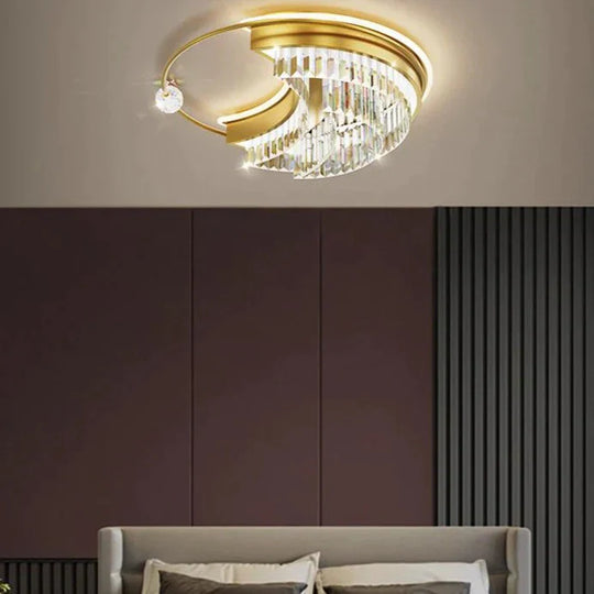 Modern Light Luxury Living Room Bedroom Crystal Copper Ceiling Lamp